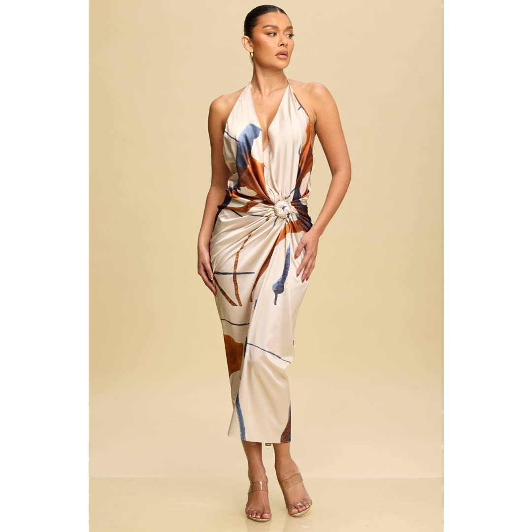 Sexy Twist Front Midi Dress