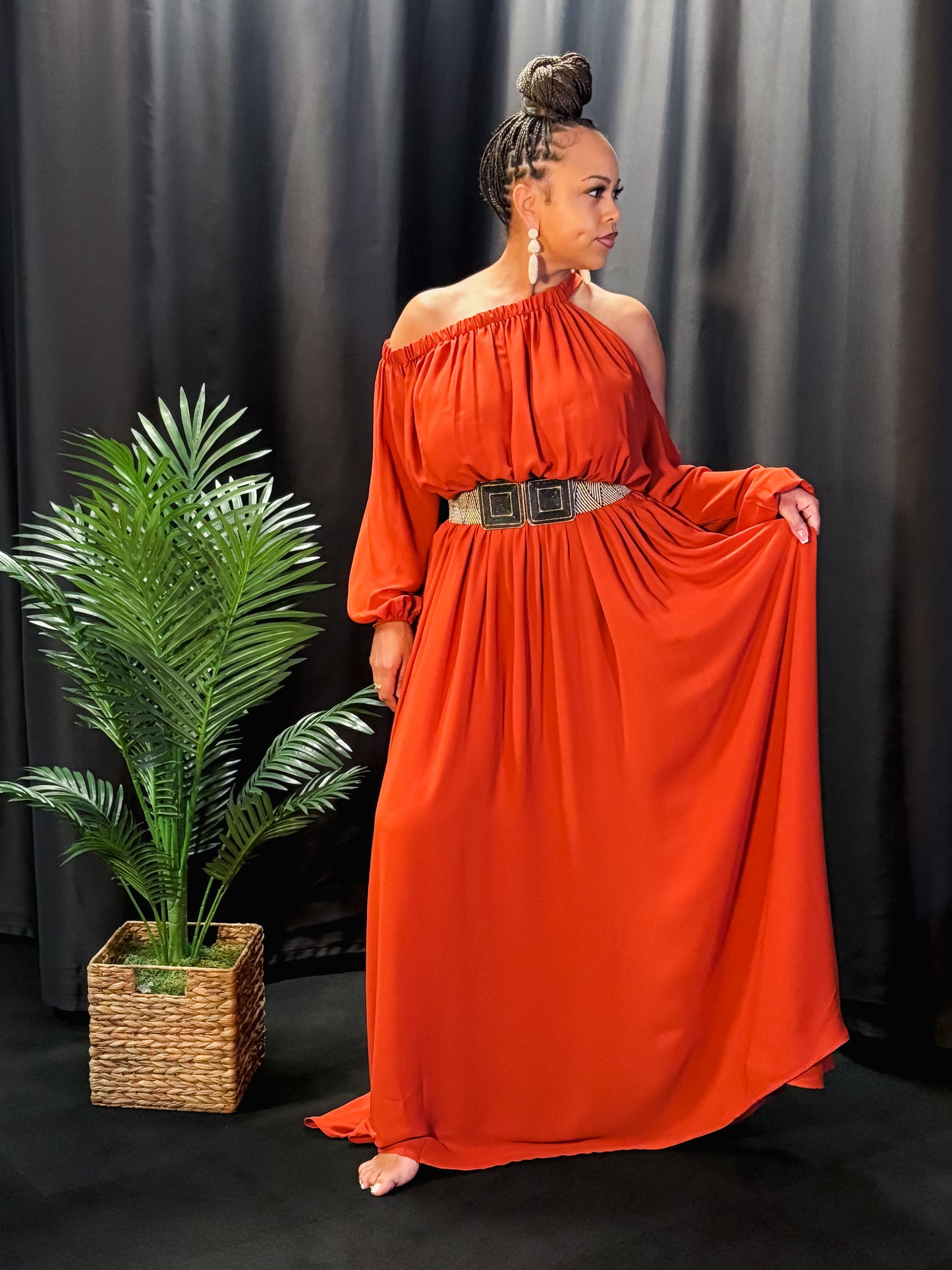 Rust Radiance Maxi Dress