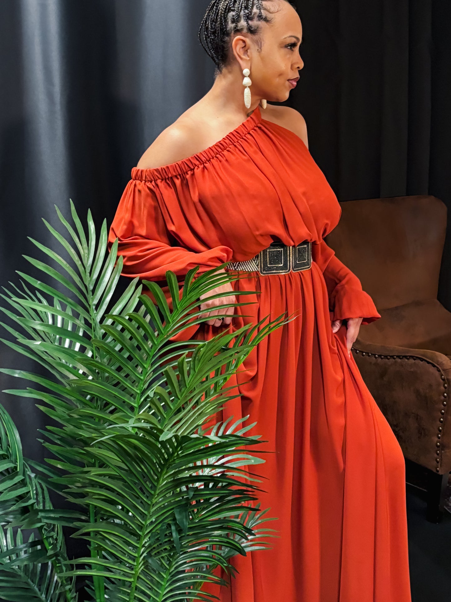 Rust Radiance Maxi Dress