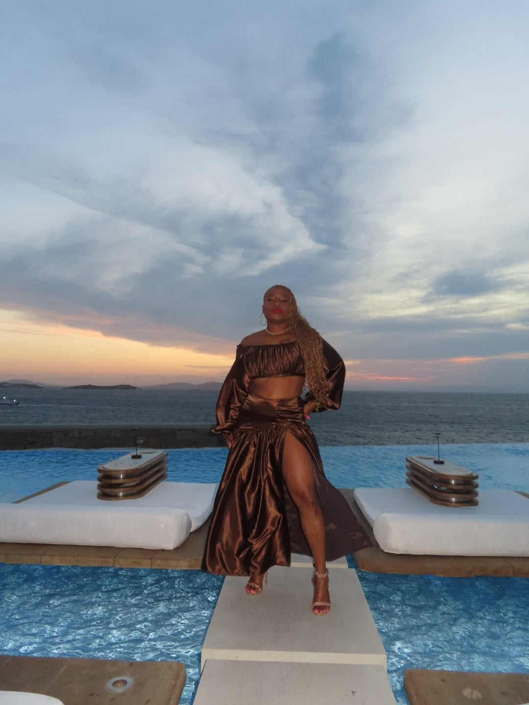 Bronze Goddess Two-Piece Set | Luxury Women’s Couture Ensemble