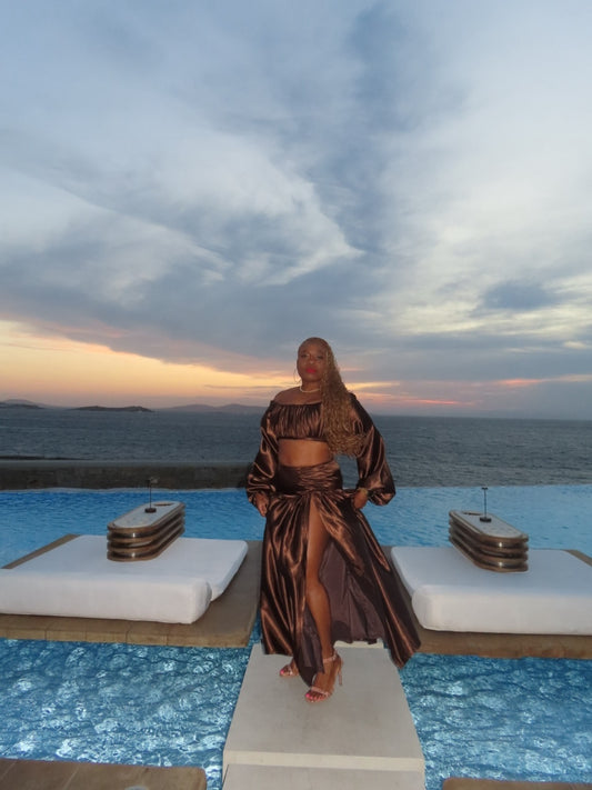 Bronze Goddess Two-Piece Set | Luxury Women’s Couture Ensemble