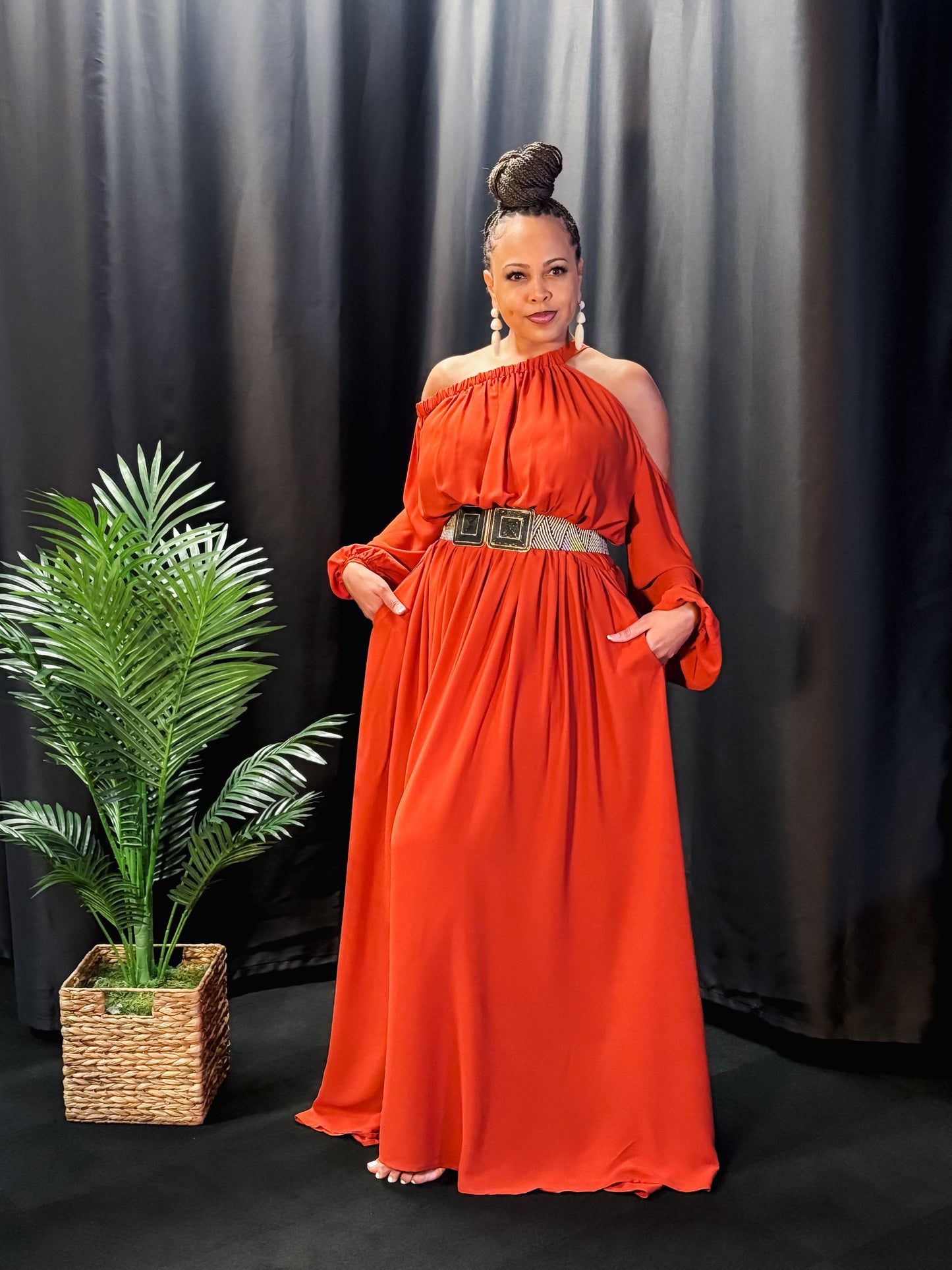 Rust Radiance Maxi Dress