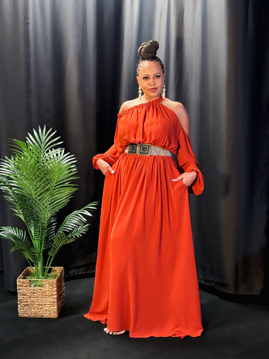 Rust Radiance Maxi Dress